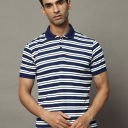 OGEN Men Striped Polo Collar Pockets T-shirt-image-97