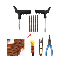 AllExtreme AXKIT02 Tubeless Tyre Puncture Repair Kit with Emergency Brown Puncher Seal Strips for Tyre (Random)-16
