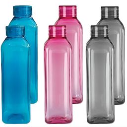 Aura Pink & Grey Set of 6 Plastic Solid Water Bottle-4