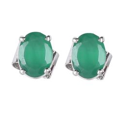 FUSIONARI 925 Sterling Silver Green Onyx Stud Earrings for Women-image-6