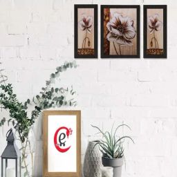 eCraftIndia Set of 3 Floral Matt Textured UV Art Painting-38