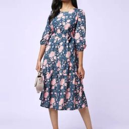 YU by Pantaloons Blue Printed A-Line Dress-image-34