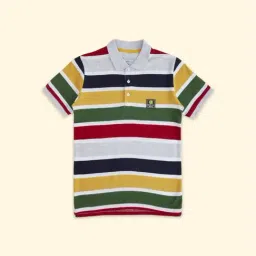Pantaloons Junior Multicolor Cotton Striped Polo T-Shirt-picture-19