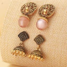 Aatmana Dome Shaped Golden Jhumki Earrings for Women - Set of 2-11
