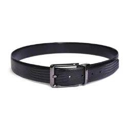 BELWABA Black Textured Casual Reversible Leather Belt for Men-image-38