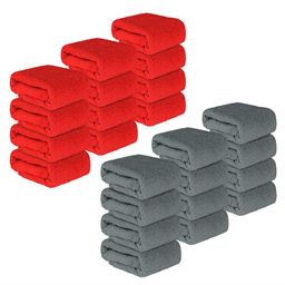 Kuber Industries 24 Pcs Red & Grey Super Absorbent Face Towel-16