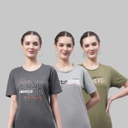 Vimal Jonney Grey & Green Cotton Printed Sports T-Shirt - Pack Of 3-image-71