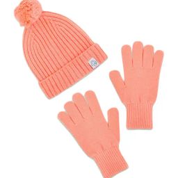 Pantaloons Junior Pink Woven Beanie & Gloves-image-6