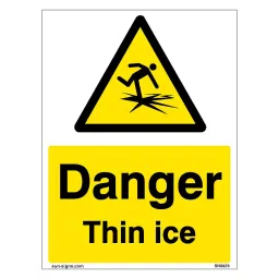 SUNSIGNS Danger Thin Ice Signages Size 150x100 mm HP Print + Vinyl + ACP Sheet, SN0029-image-47