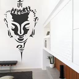 Aura Black Buddha Face With Om Symbol Self Adhesive Wall Sticker-image-18