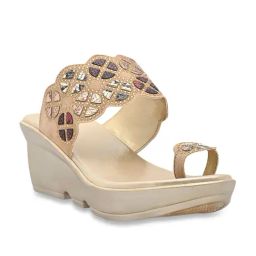 Jove Women's Golden Toe Ring Wedges-image-51