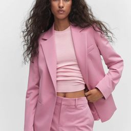 MANGO Notched Lapel Collar Formal Blazer-12