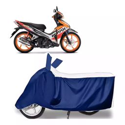 Auto Pearl Bike Cover for Honda Blade 125 (White & Blue)-image-79