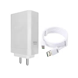 Loire Flash & SuperVooc Fast Charging Mobile Adapter 100 W with USB to Type-C Cable White for Oppo Reno & F Series-1