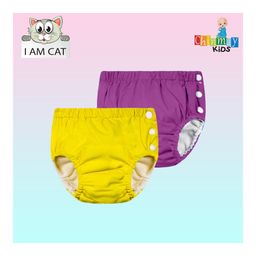 Chinmay Kids Swimming Pants Reusable Swimwear Diaper Pool Pants Pack of 2 - Purple & Yellow-19