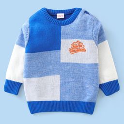 Babyhug Acrylic Knit  Full Sleeves Colour Block Pullover - Blue-image-99