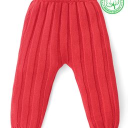 Babyhug Cable  Knit Full Length Pyjama Solid Colour - Red-image-54