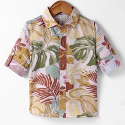 JASH KIDS Viscose Woven Full Sleeves Floral Printed Shirt - Tan-image-21