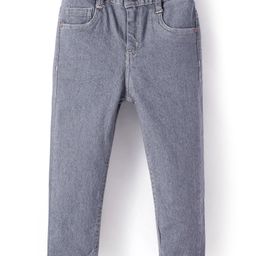 Babyhug Denim Full Length Washed Jeans with Stretch Solid Colour - Grey-image-86