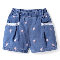 Mark & Mia Denim Shorts with Floral Embroidery - Blue-image-34
