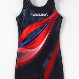 Pine Active Legged Swimsuit With Swimming Print - Red-picture-5