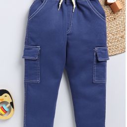 Little Ninja Denim Solid Cargo Style Jeans - Dark Blue-image-87