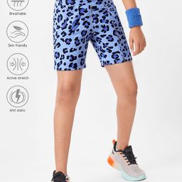 Pine Active Super Stretch Knee Length Cycling Shorts With Animal Print - Blue-image-78