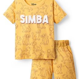 HoneyHap Disney Single Jersey Knit Half Sleeves Co-Ord Shorts Night Suits with Lion King - Yellow-image-89