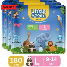 Little Smile Better Dry Feel Baby Diaper Pants | Large | Pack of 3 - L (180 Pieces)-image-45