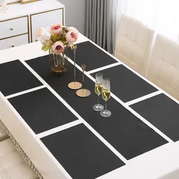 HOKIPO 7 Pieces Solid Tablemats with Table Runner-58
