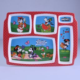 Servewell 5 Part Plate with Spoon and Fork Mickey Mouse Theme Set of 3- Blue image 2