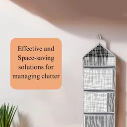 Kuber Industries Grey & White Abstract Printed Hanging 3 Pockets Multi-Utility Organisers image 3