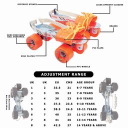 JJ JONEX Super Tenacity Adjustable Skates Combo With Large Size Helmet - Orange image 3
