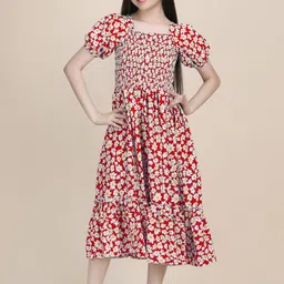 YK Puff Sleeve Crepe Formal Fit & Flare Dress-21