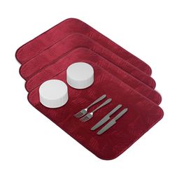 Aura 4-Pcs Maroon Floor Microfiber Crockery Dish Drying Kitchen Mats-9