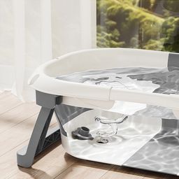 fab n funky Foldable Baby Bath Tub with Temparature Reading - Gray image 5