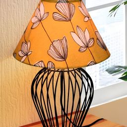 Homesake Yellow Printed Metal Contemporary Frusturical Shaped Table Lamp-10
