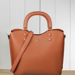 Mochi Brown Solid Handheld Bag-image-82