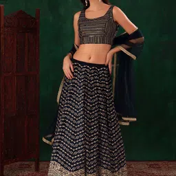 DIVASTRI Embellished Sequinned Semi-Stitched Lehenga & Unstitched Blouse With Dupatta-picture-56