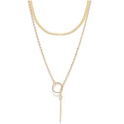 Oomph Gold Snake Chain & Lariat Necklace - Set of 2-97
