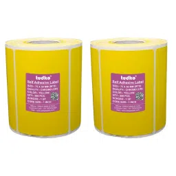Tudko 75x50 mm 80 GSM 1 UP Self Adhesive Paper Label Yellow (Pack of 2 Pcs)-4