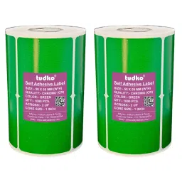Tudko 50x50 mm 80 GSM 2 UP Self Adhesive Paper Label Green (Pack of 2 Pcs)-9