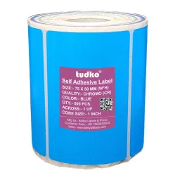 Tudko 75x50 mm 80 GSM 1 UP Self Adhesive Paper Label Blue-15