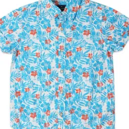 Pepe Jeans Kids White & Blue Floral Print Shirt-picture-15