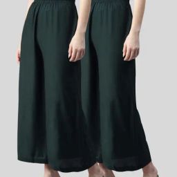 Kryptic Green Mid Rise Flared Pants - Pack Of 2-image-22