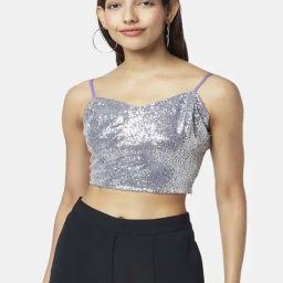 People by Pantaloons Purple Embellished Crop Top-picture-36