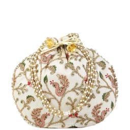 Gaurapakhi White Embroidered Potli-image-21
