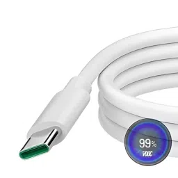 Loire Flash & SuperVooc Fast Charging Mobile Adapter 100 W with USB to Type-C Cable White for Oppo Reno & F Series image 2
