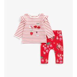 Mothercare Kids White & Red Applique Full Sleeves Top with Leggings-image-63