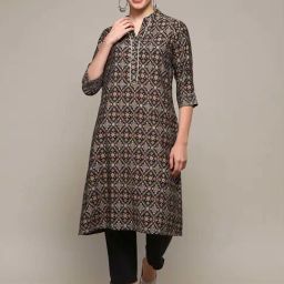 Biba Black Printed Straight Kurta-image-98